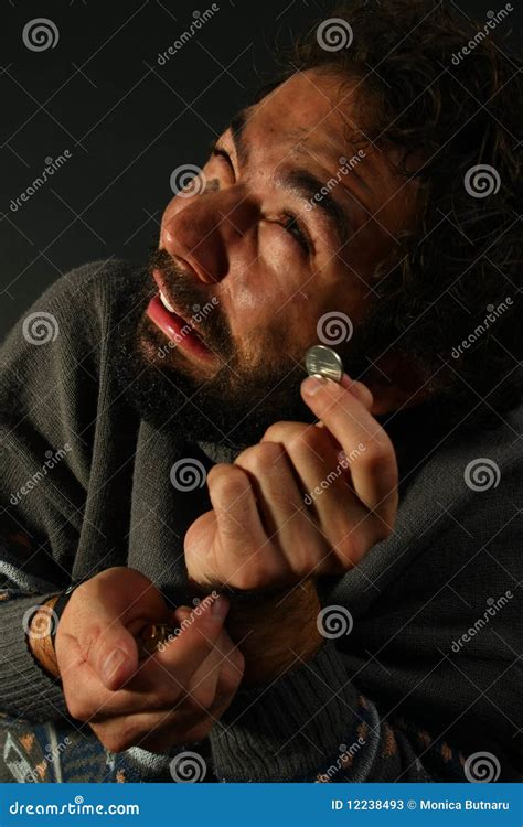 Homeless Person Begging For Money On Black Stock Photos - Image: 12238493