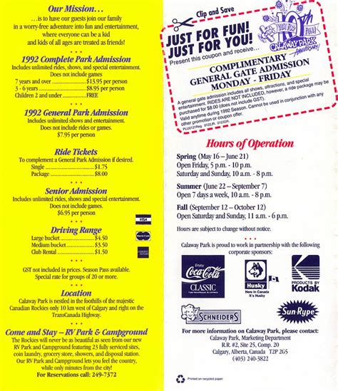 Calaway Park Map And Brochure 1990 2024