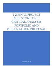 2 2 Milestone Docx 2 2 FINAL PROJECT MILESTONE ONE CRITICAL ANALYSIS