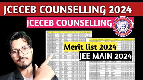 JCECEB COUNSELLING 2024 Merit List JEE Main Through Jceceb