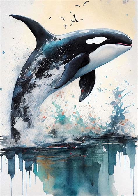 Orca Painting Orca Print Watercolor Painting Ocean Art Whale