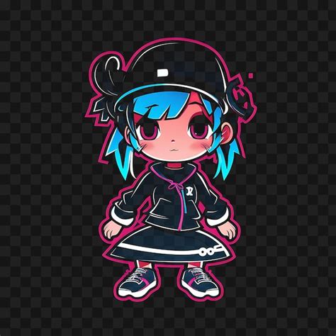 Premium Psd Tshirt Design Of Playful Chibi Girl With Pigtails And