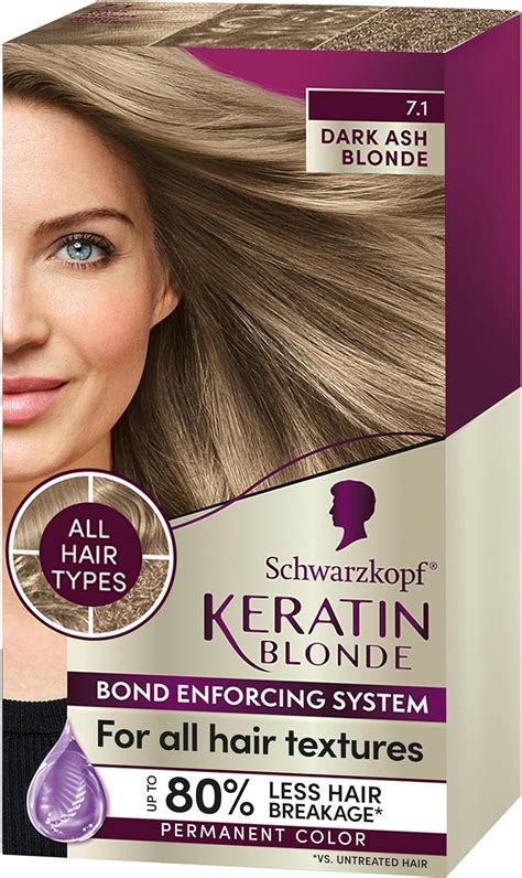 Schwarzkopf Keratin Color Permanent Hair Color Cream Dark Ash Blonde Ml Amazon Ca