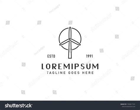 Wind Turbine Farm Logo Design Line Stock Vector (Royalty Free ...