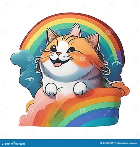 Cat Unicorn Hug The Rainbow On The Sky Stock Illustration Illustration Of Kitty Rainbow