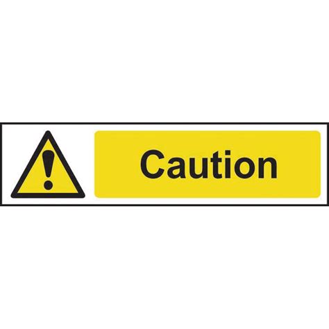 Caution Sign Self Adhesive Semi Rigid PVC 200mm X 50mm RSIS