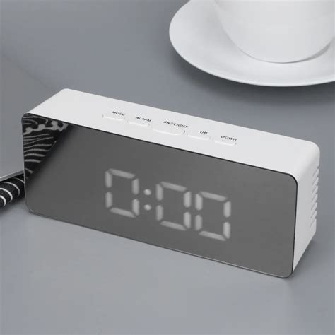 LED Mirror Alarm Clock Digital Clock Snooze Display Time Night Led ...