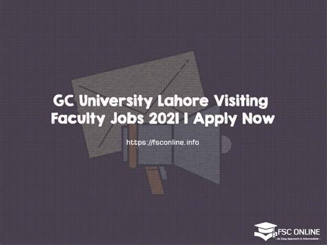 Gc University Lahore Visiting Faculty Jobs 2021 | Apply Now