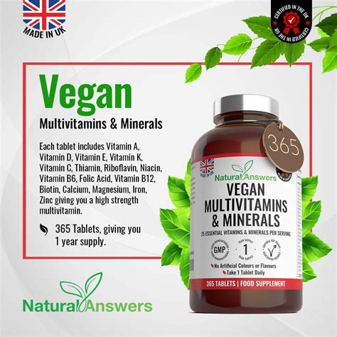 Vegan Multivitamins Minerals Tablets Natural Answers