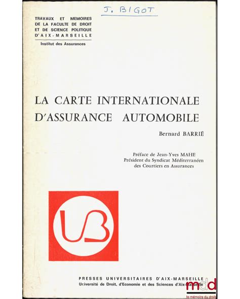 La Carte Internationale Dassurance Automobile Travaux Et M Moires De