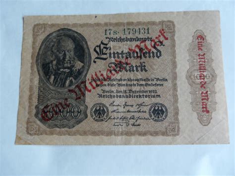 Reichsbanknote Mark Milliarde Mark Reichsbankdirektorium