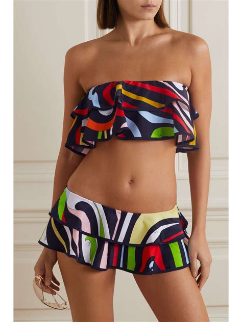 PUCCI Marmo Printed Ruffled Bikini Briefs NET A PORTER