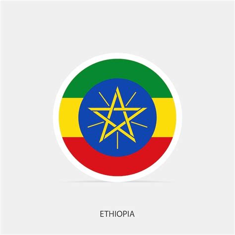 Premium Vector | Ethiopia round flag icon with shadow