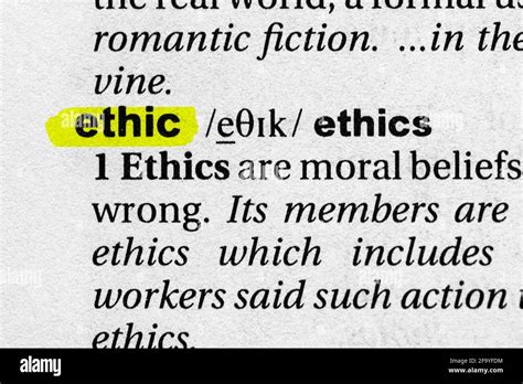 Highlighted Word Ethic Concept And Meaning Stock Photo Alamy