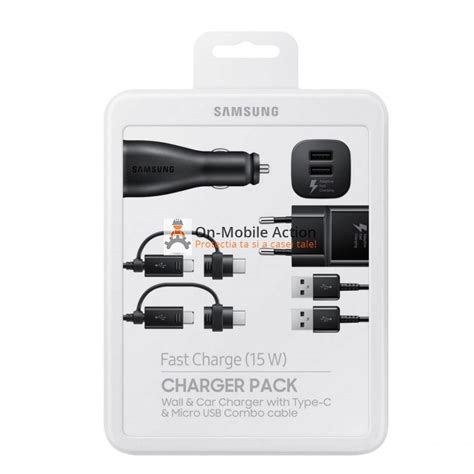 Kit Samsung Incarcator Retea Dual Auto X Cablu Combo Micro Usb