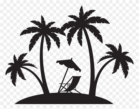 The Beach Black And White Pluspng Beach Palm Tree Silhouette Plant