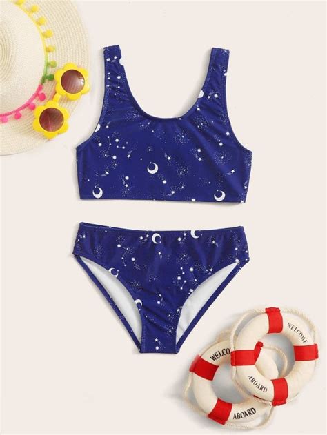 Girls Galaxy Random Print Bikini Set