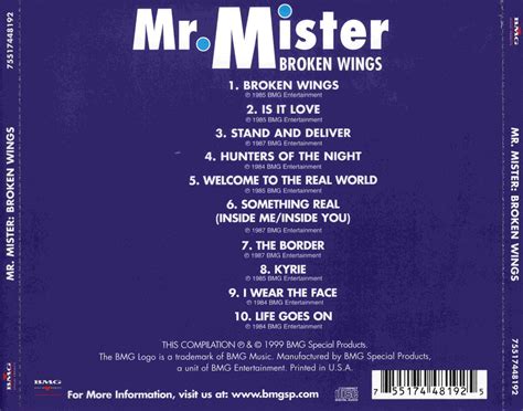 Car Tula Trasera De Mr Mister Broken Wings The Encore Collection