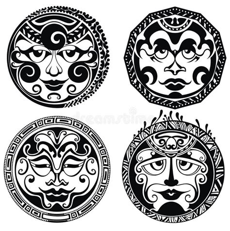 Maori Sun Face Stock Illustrations 594 Maori Sun Face Stock