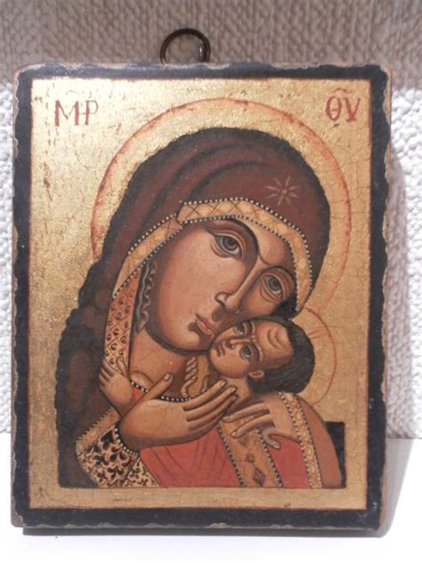 Old Icon of Mother Mary and baby Jesus - 20th century - Catawiki