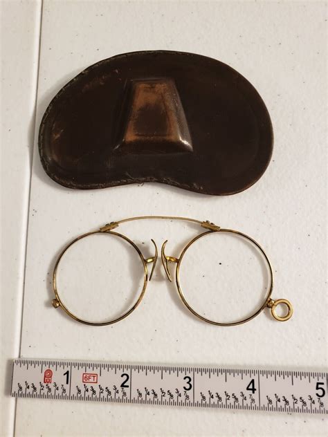 Antique Pince Nez Pinch Nose Eye Glasses Gold Tone P Gem