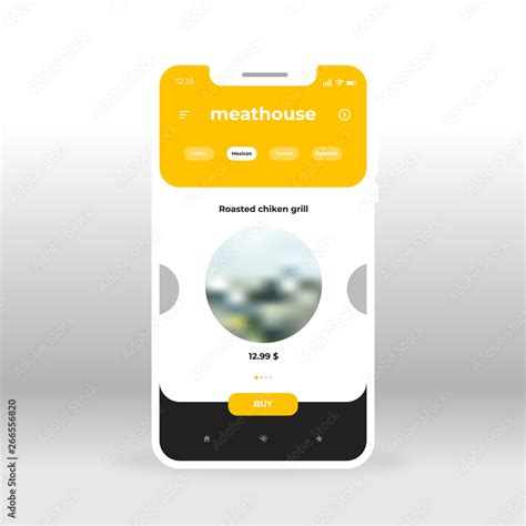 Yellow Meat House Restaurant Menu Ui Ux Gui Screen For Mobile Apps