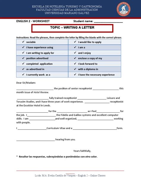 Writing A Letter Worksheet | PDF