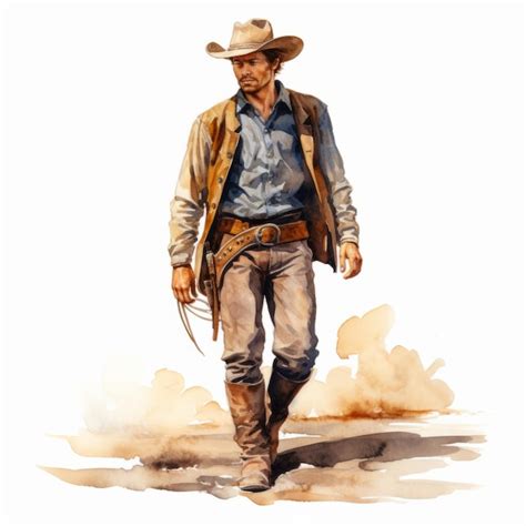 Premium Photo Western Cowboy Watercolor Illustration Concept Art Style