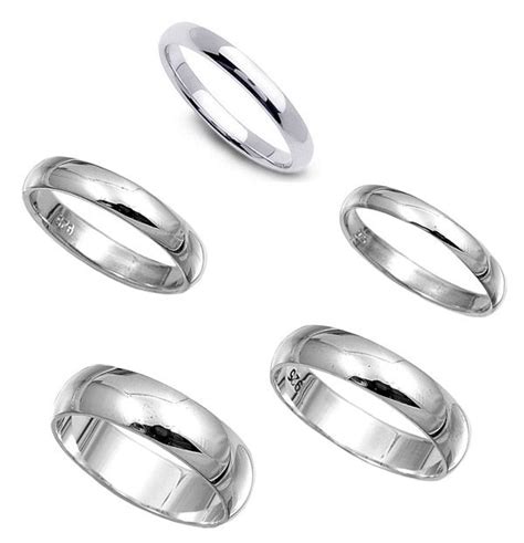 Details About Sterling Silver Plain Wedding Band Ring All Sizes