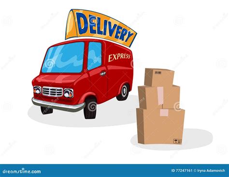 Cartoon Delivery Van Fast Shipping Concept Delivering Services