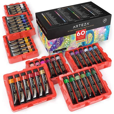 Gouache Premium Artist Paint 12ml Tubes Arteza