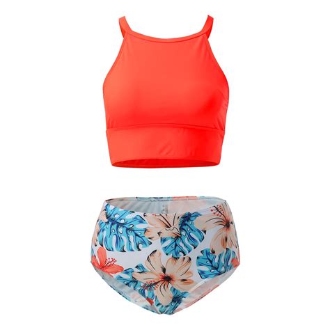 Aayomet Bathing Suit Women S High Waisted Bikini Sets Two Piece Swimsuit Front Tie Knot Bathing