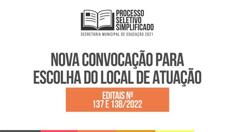 Educação Divulga Convocações Para Escolha De Local De Atuação No