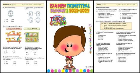 EXAMEN TRIMESTRE BLOQUE I 3 PRIMARIA CICLO ESCOLAR 2022 2023