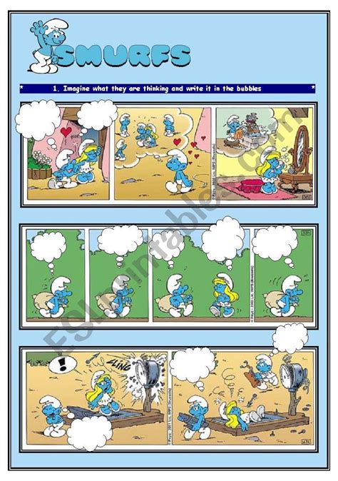 SMURFS II - COMIC STRIPS - ESL worksheet by ironda