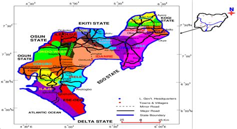 Road/Administrative Map of Ondo State | Download Scientific Diagram