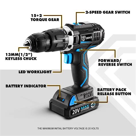 DEKO DIY Woodworking Cordless SS Electric Power Drill