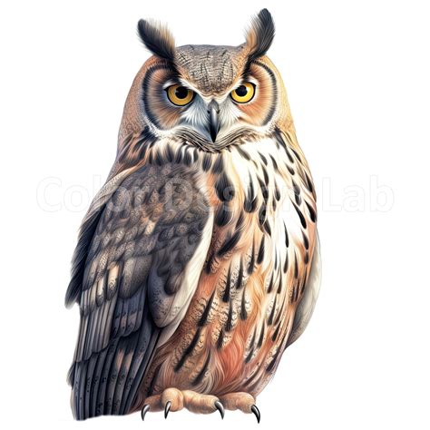 Great Horned Owl Clip Art Set Of Printable Png Commercial Etsy