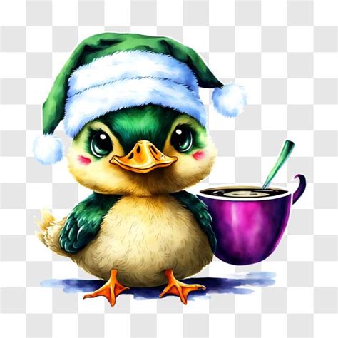 Baixe Pato de desenho animado fofo usando chapéu de Papai Noel