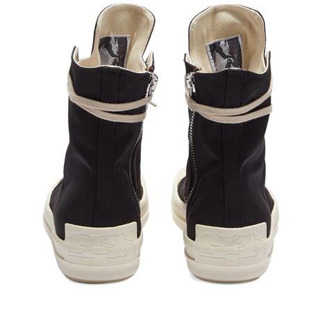 Rick Owens DRKSHDW Sneaks Cotton Nylon LOGO Hi Top Sneaker Black Milk