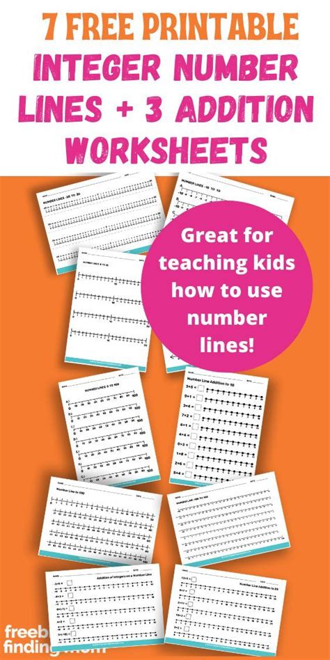 These are seven free integer number line printables and three adding integers number line ...