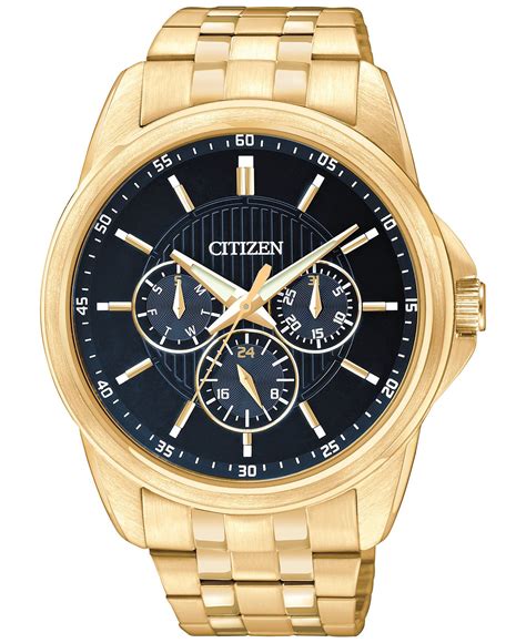 Citizen Men S Gold Tone Stainless Steel Bracelet Watch Mm Ag L