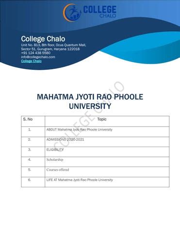 Mahatma Jyoti Rao Phoole University by College Chalo - Issuu