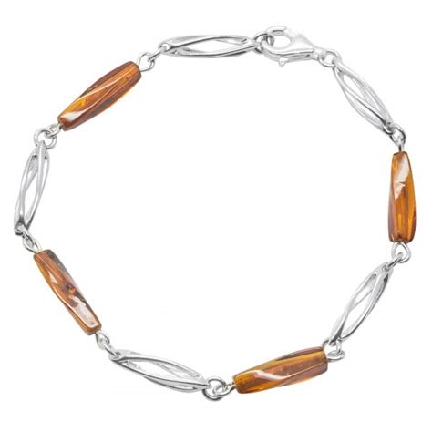 Bracelet En Ambre Cognac Et Argent 925 1000 Bijouxdambre