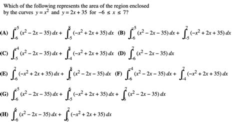 Solved Which of the following represents the area of the | Chegg.com 