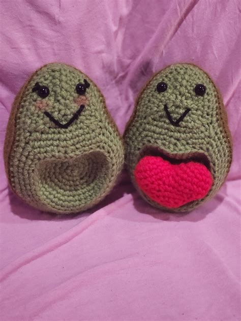 Crochet Amigurumi Avocado With Heart Avocados In Love Valentine S