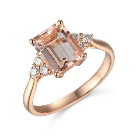 Emerald Cut Morganite Diamond Ring Andrew Mazzone