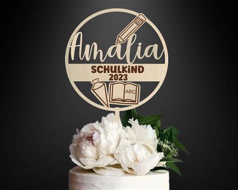 Cake Topper Personalisiert Einschulung 2023 Tortenstecker Aus Holz