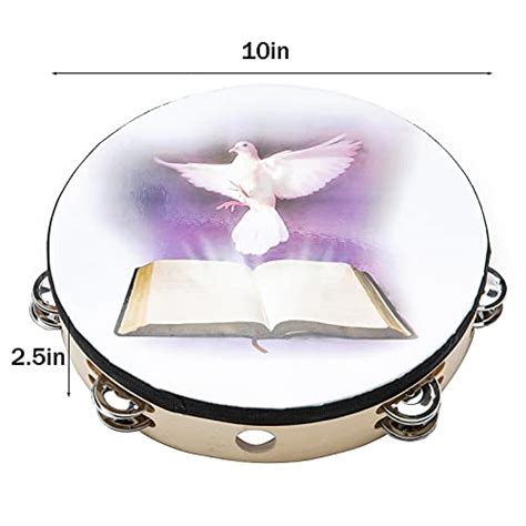 Tambourine 10 Inch Dove Bible Double Row Jingle