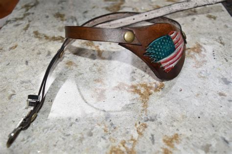 Us Flag Distressed Leather Eye Patch With Adjustable Buckle Etsy